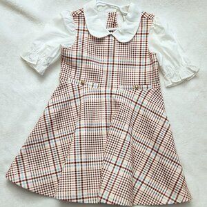Janie and Jack - Size 3 Girls - Plaid Dress with attached undershirt